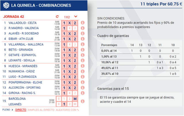 Quinielas y combinadas